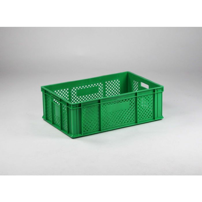 ENGELS | Caja de plástico para frutas o 600x400x200 perforada, verde