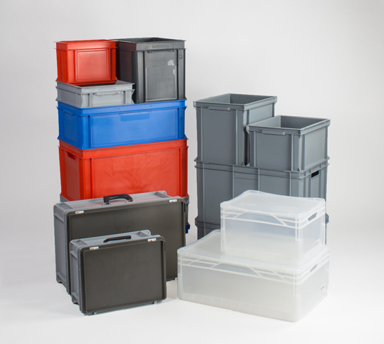 Navaris Cajas de plástico apilables - Set de 4X Caja de almacenaje